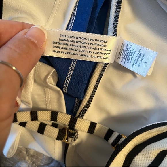 Vineyard Vines White and Black Striped One Piece Suit. Size large. - Picture 5 of 6